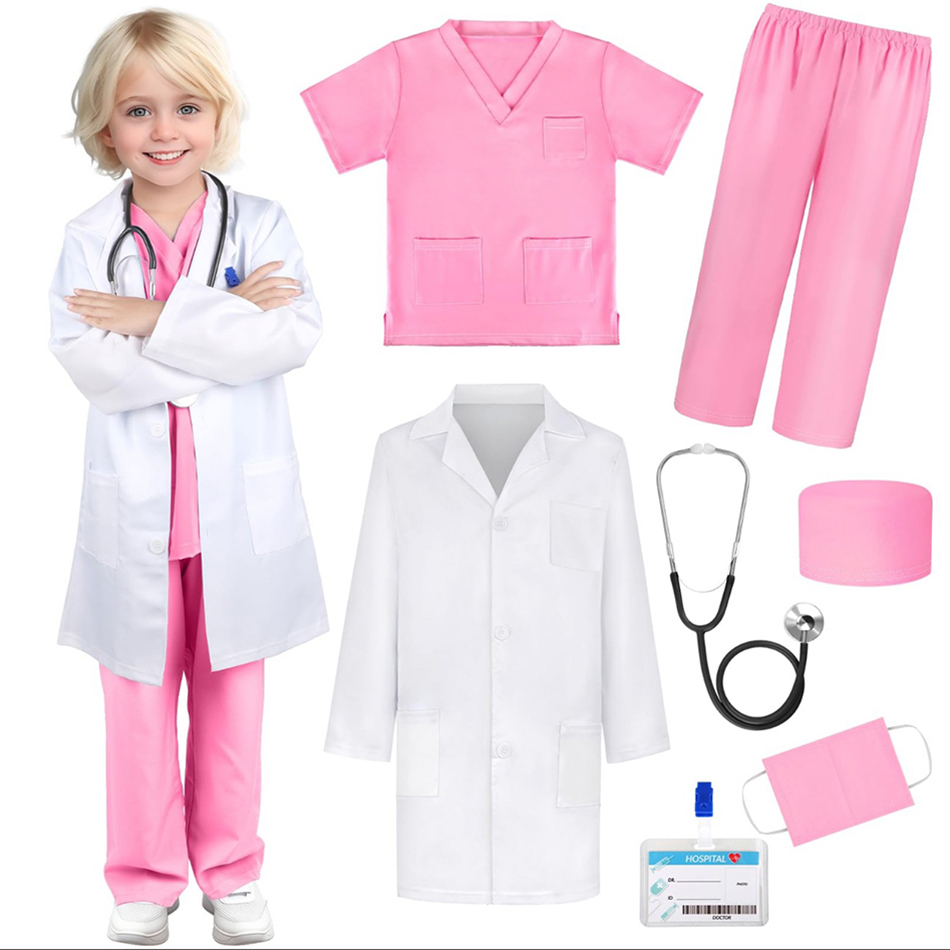 Medical Lab Coats - 7 ชิ้น/แพ็คเด็กสีขาว Medical Uniform Lab Coat