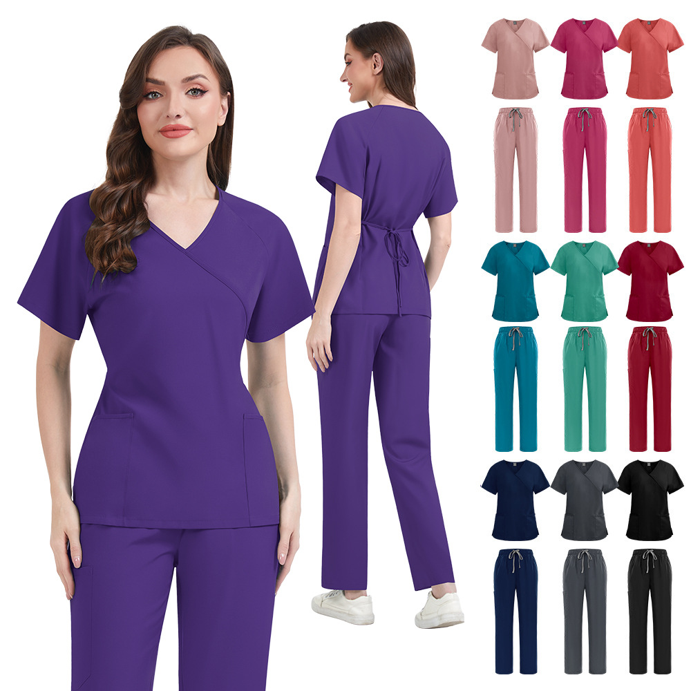 Medical Lab Uniform - ชุดสครับผู้หญิงทรงเข้ารูป ชุดยูนิฟอร์มทางการแพทย์สำหรับโรงพยาบาล พยาบาล อุปกรณ์เสริม คลินิกทันตกรรม ร้านเสริมสวย
