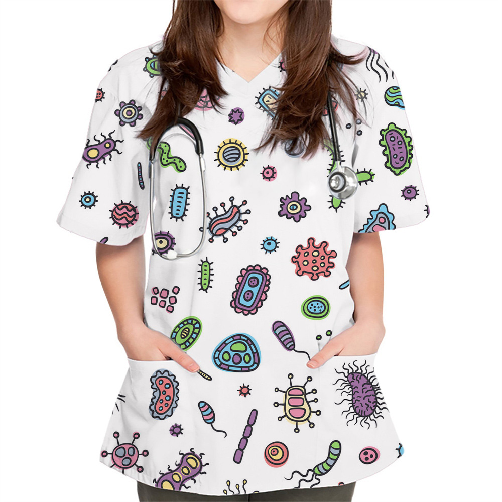 เสื้อผู้หญิงลายแบคทีเรีย แฟชั่ - Medical Lab Uniform บทวิจารณ์และราคา