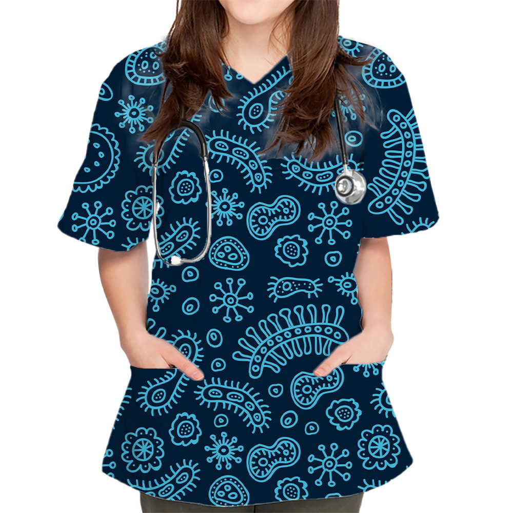 เสื้อผู้หญิงลายแบคทีเรีย แฟชั่ - Medical Lab Uniform บทวิจารณ์และราคา