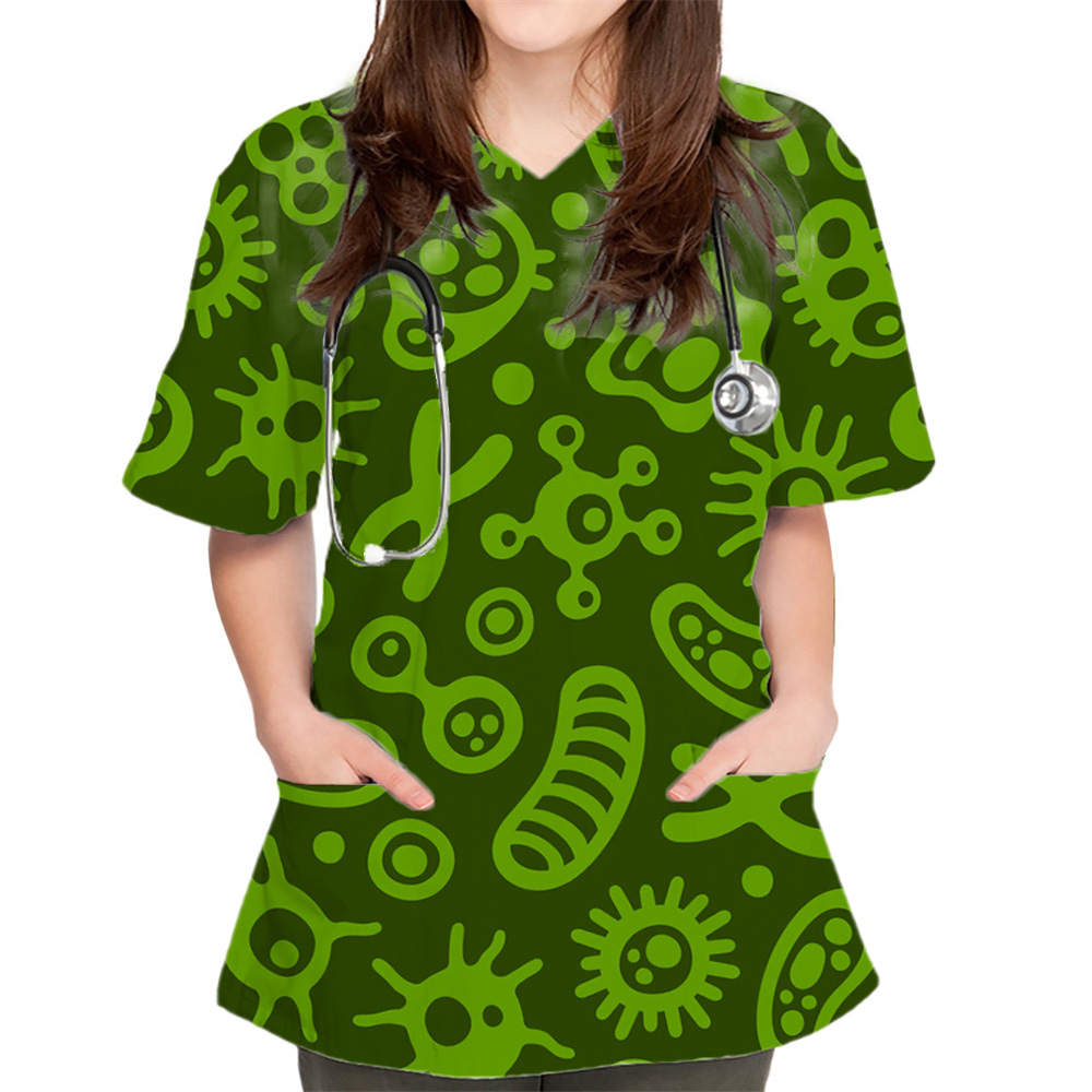 เสื้อผู้หญิงลายแบคทีเรีย แฟชั่ - Medical Lab Uniform บทวิจารณ์และราคา