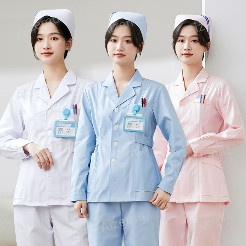 ชุดยูนิฟอร์มพยาบาลแขนยาวสีขาวใ - Medical Lab Coats บทวิจารณ์และราคา