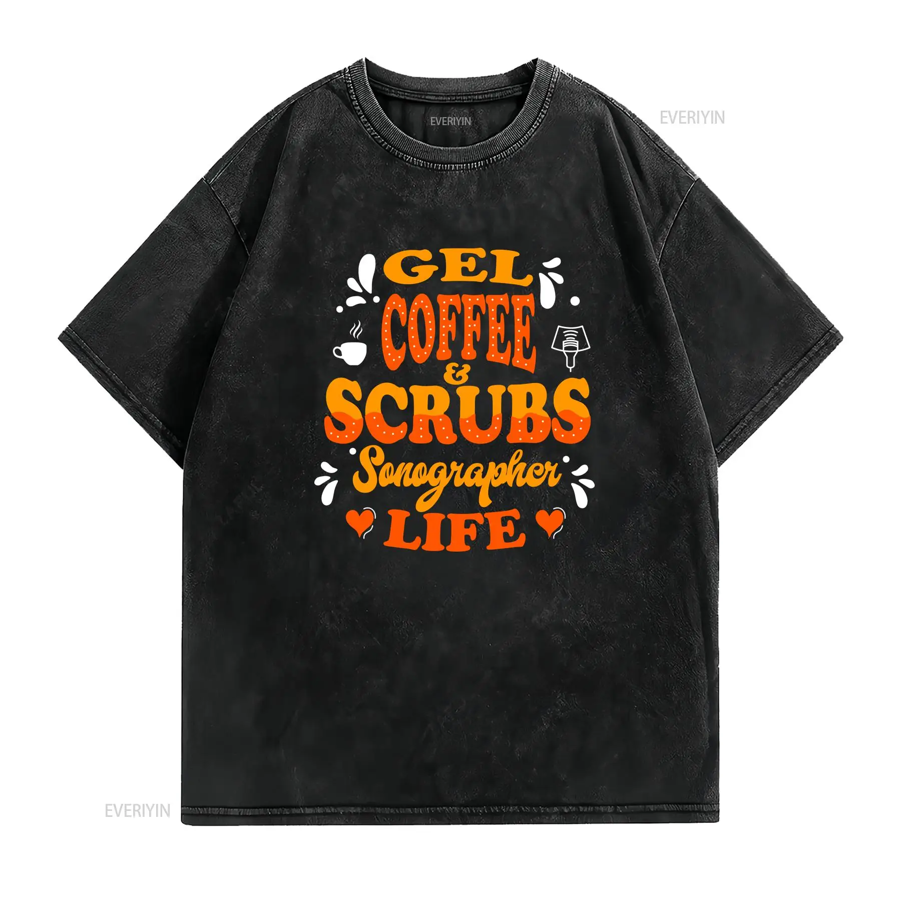 เสื้อยืดลายกราฟิกวินเทจล้างสี  - Medical Gel Ultrasound บทวิจารณ์และราคา