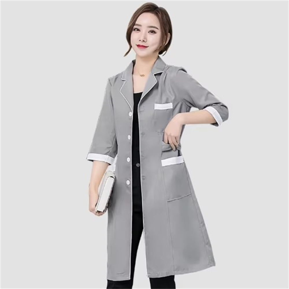 คุณภาพสูงสีเทาสีทึบบางง่ายต่อต - Medical Lab Coats บทวิจารณ์และราคา
